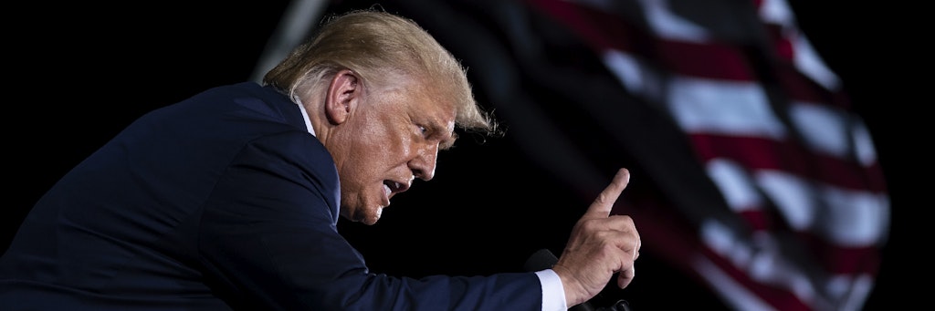 Donald Trump, Präsident der USA, auf einer Wahlkampfkundgebung