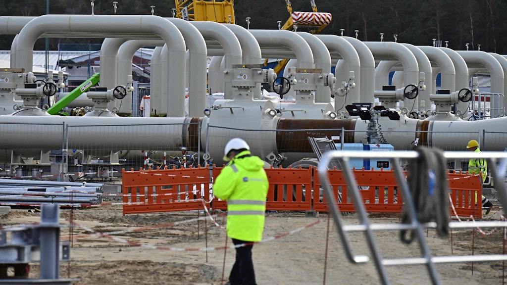 Arbeiter an der Nord Stream 2-Pipeline in Lubmin (Mecklenburg-Vorpommern)