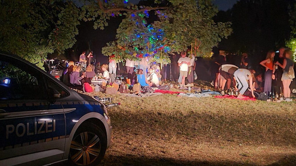 5000 vorwiegend junge Berliner und Berlinerinnen feierten bei dieser illegalen Party in der Hasenheide.