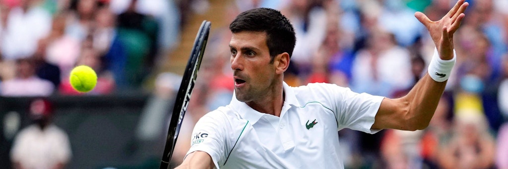 Der Serbe Novak Djokovic hat den Ball und seinen 20. Grand-Slam-Titel genau im Blick.