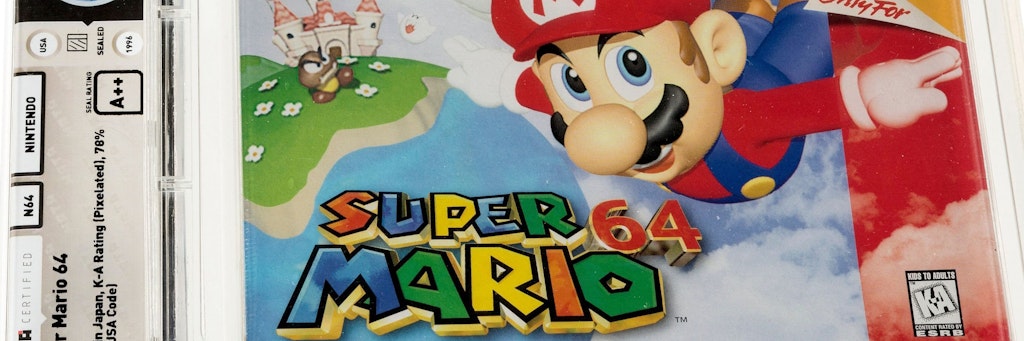 Das versiegelte Videospiel „Super Mario 64“ aus dem Jahr 1996