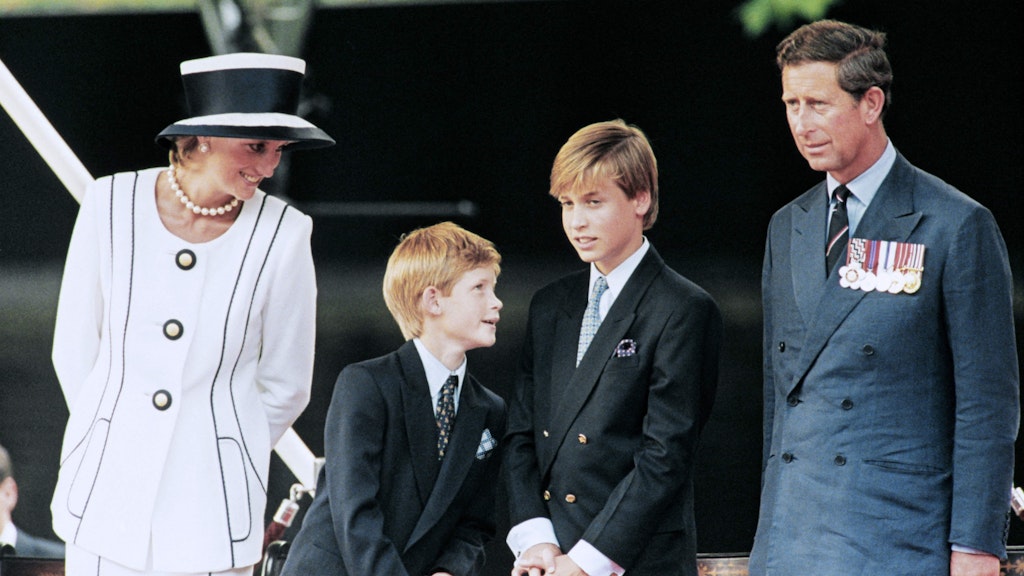 Prinzessin Diana, ihre Söhne Harry und William und Prinz Charles