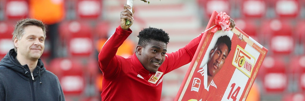 Oliver Ruhnert lächelt schon geheimnisvoll, als Union Taiwo Awoniyi Ende Mai wieder verabschiedete.