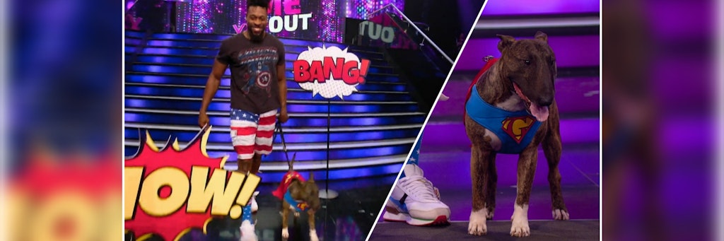 „Ninja Warrior“-Legende Gary Hines tritt bei „Take Me Out“ zusammen mit Hund Gizmo auf.