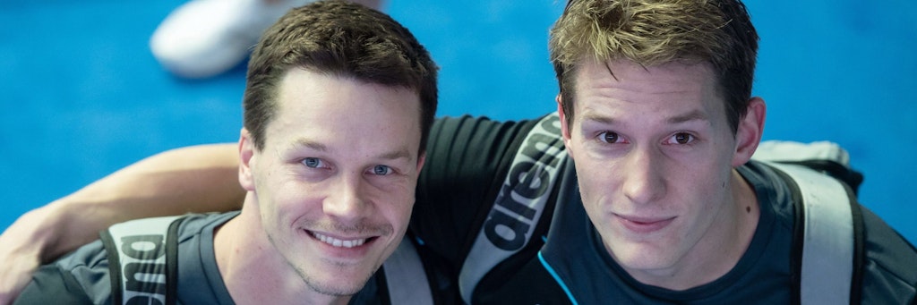 Starten zusammen vom Dreimeterbrett: die Berliner Wasserspringer Patrick Hausding (l.) und Lars Rüdiger. 