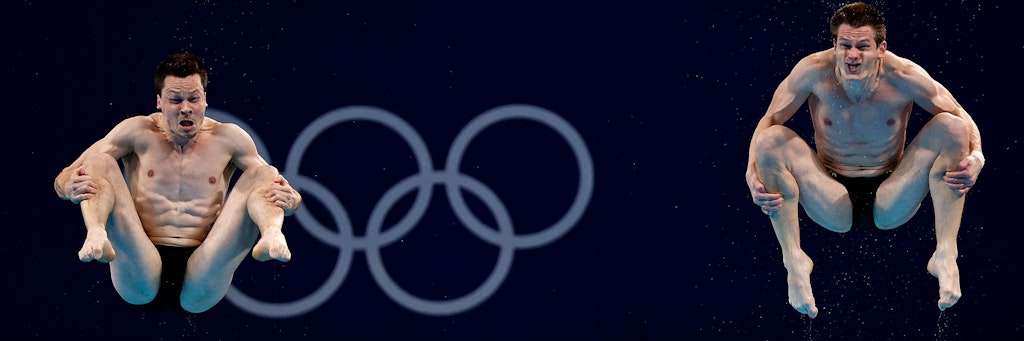 Spektakulär: Berlins Patrick Hausding (l.) und Lars Rüdiger geben in Tokio bei Olympia alles und gewinnen Bronze vom 3-Meter-Brett.