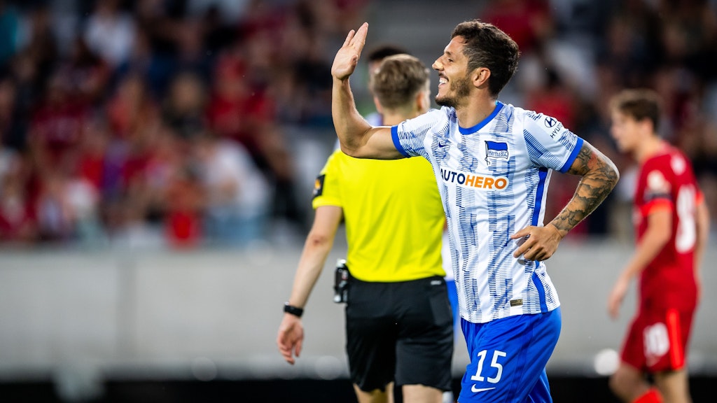 Stevan Jovetic traf bei seinem Hertha-Debüt gegen Liverpool gleich doppelt.