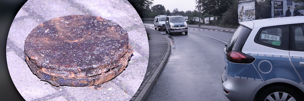 Diese angebliche Tellermine fischte ein Angler aus dem Teltowkanal. Doch die Polizei konnte Entwarnung geben.