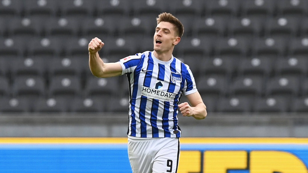 So wollen ihn die Hertha-Fans wieder sehen: Kris Piatek jubelt über eins seiner sieben Saisontore im vergangenen Jahr.