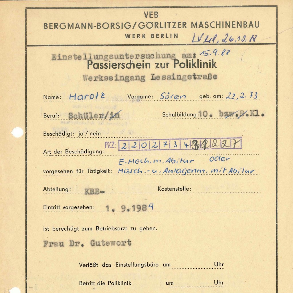 Passerschein Bergmann-Borsig , Sören Marotz