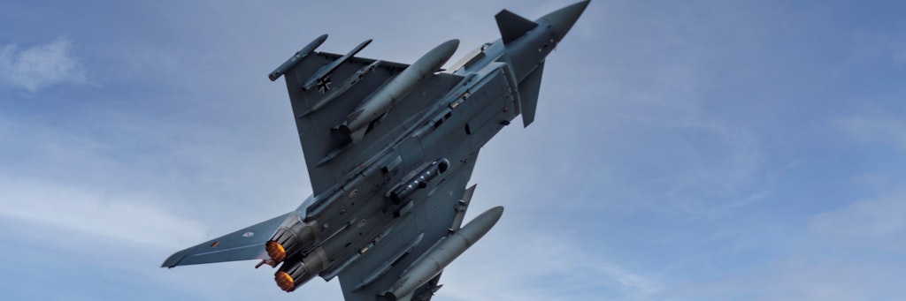 Ein Eurofighter mit dem Aufklärungssystem RecceLite. Zur Unterstützung der Bergungsarbeiten nach der Unwetterkatastrophe im Westen Deutschlands hatte die Luftwaffe Schäden dokumentiert. 