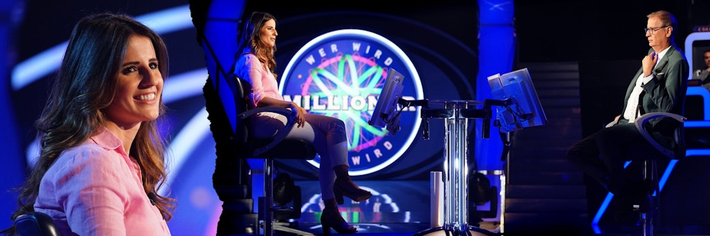 Natalie Reis und Günther Jauch im Studio bei „Wer wird Millionär“.
