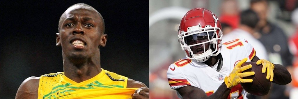 Sprint-Star Usain Bolt (34) will es nochmal wissen, fordert NFL-Champion Tyreek Hill (27) zu einem irren Duell heraus. 
