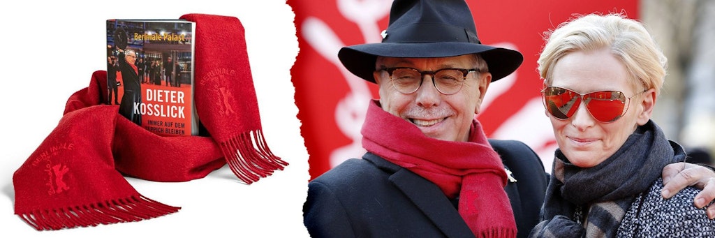 Bei der Auktion kommt unter anderem ein roter Schal von Berlinale-Macher Dieter Kosslick (hier mit US-Schauspiel-Star Tilda Swinton) unter den Hammer.