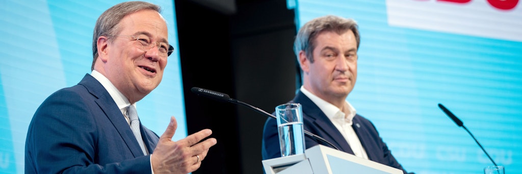 Markus Söder (CSU, r.) will sich jetzt in Armin Laschets (CDU) Wahlkampf einmischen.