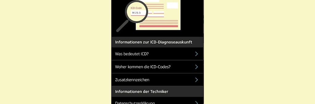 Wer genau wissen will, welche Diagnose hinter welchem Schlüssel steckt, kann dazu eine App der Techniker Krankenkasse nutzen. 