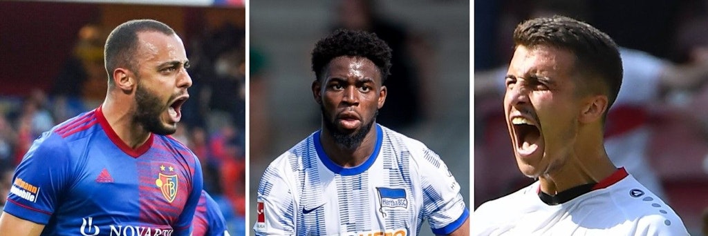 Die Hertha-Gerüchteküche brodelt! Mit dabei: Basel-Stürmer Arthur Cabral, Jordan Torunarigha und Stuttgarts Marc Kempf (v.l.) 
