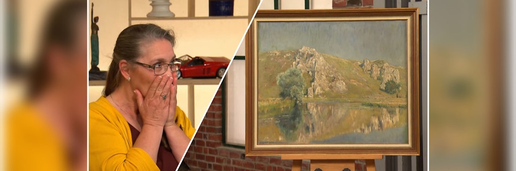 „Bares für Rares“-Kandidatin Barbara Kemmerling kann kaum glauben, was ihr Kunstwerk wert ist.