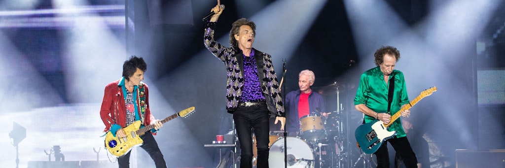 Die Rolling Stones bei einem Auftritt im Juli 2019 in Houston, Texas. Links: Ronnie Wood.