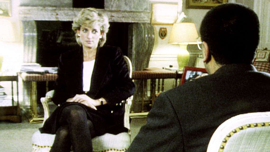Prinzessin Diana im Gespräch mit BBC-Reporter Martin Bashir beim Interview des britischen Fernsehsenders BBC. Das in Verruf geratene legendäre Interview aus dem Jahr 1995 soll nicht mehr ausgestrahlt werden.
