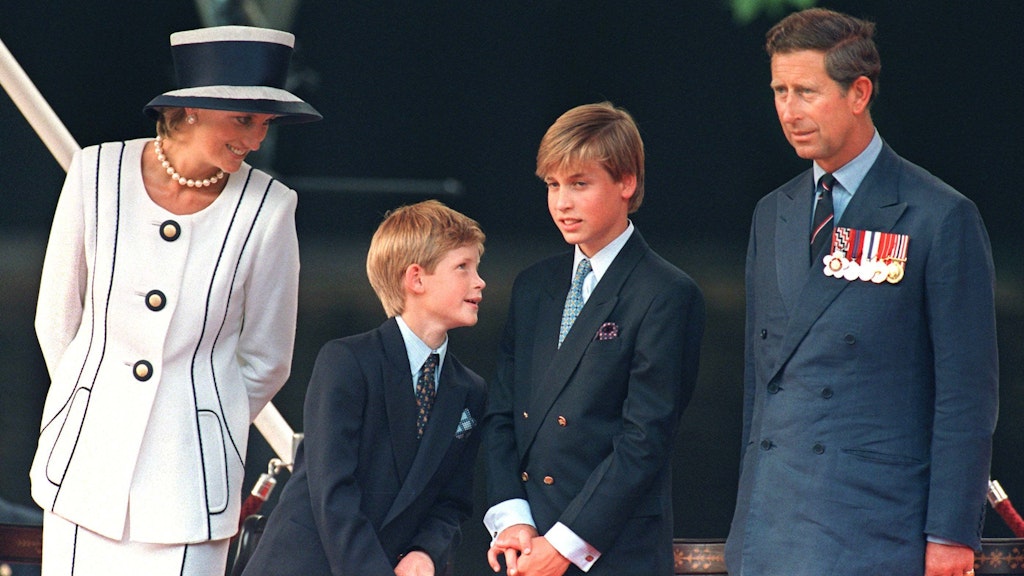 Prinzessin Diana, ihre Kinder, Prinz Harry und Prinz William, und ihr Ehemann Prinz Charles