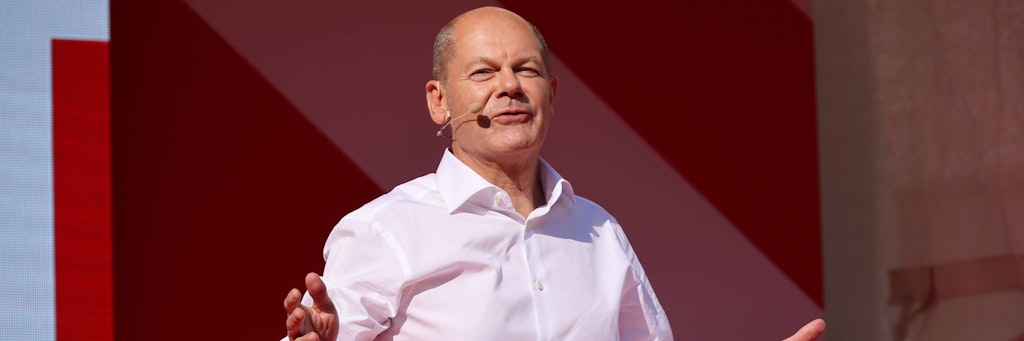 Der SPD-Kanzler-Kandidat Olaf Scholz bei einem Wahlkampf-Auftritt in Göttingen.
