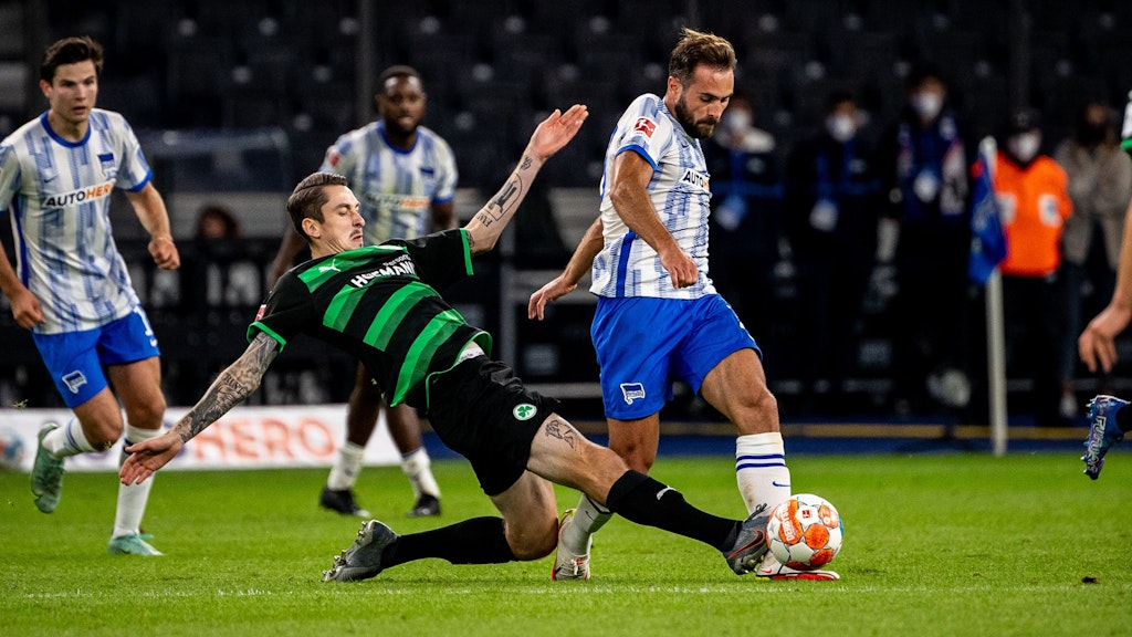 Mittelfeldmann Lucas Tousart ging gegen Fürth keinem Zweikampf aus dem Weg. 