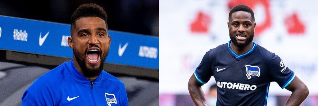 Können Hertha aktuell nicht helfen: Kevin-Prince Boateng war beim Spiel in Leipzig nur Co-Trainer und Verteidiger Deyo Zeefuik fällt aus. 