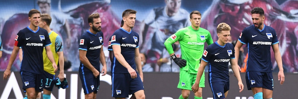 Kamen bei RB Leipzig heftig unter die Räder: Die Spieler von Hertha BSC.