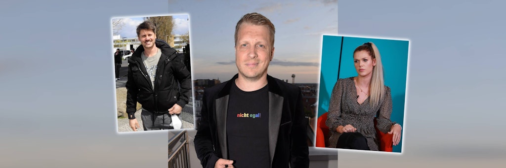 Oliver Pocher sucht den Fehler mal wieder überall, nur nicht bei sich. Thore Schölermann und Sarah Kulka prangern das an.