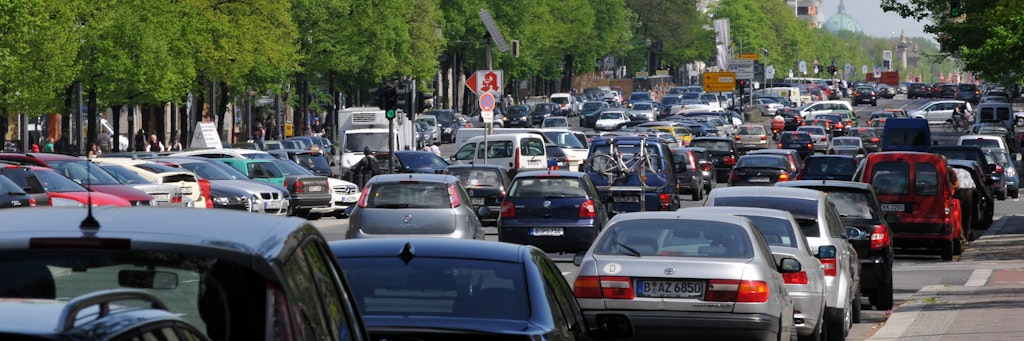 Stau auf dem Kaiserdamm in Charlottenburg. 2020 war hier etwas weniger los als sonst.