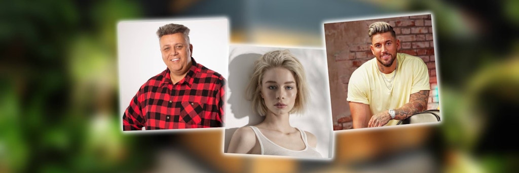 Die ersten drei Dschungelshow-Teilnehmer: Frank Fussbroich, Zoe Saip und Mike Heiter.