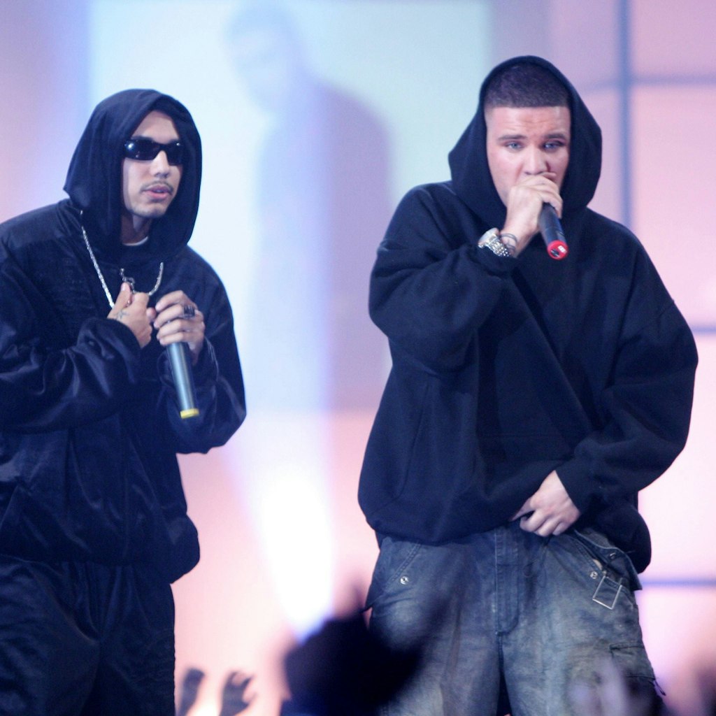 2006 verdingte sich Fler (re.) beim Pop-Teenie-Event „The Dome“, hier mit B-Tight.