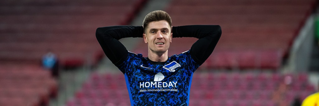 Herthas Kris Piatek hatte gleich zweimal das Siegtor auf dem Fuß und vergab.