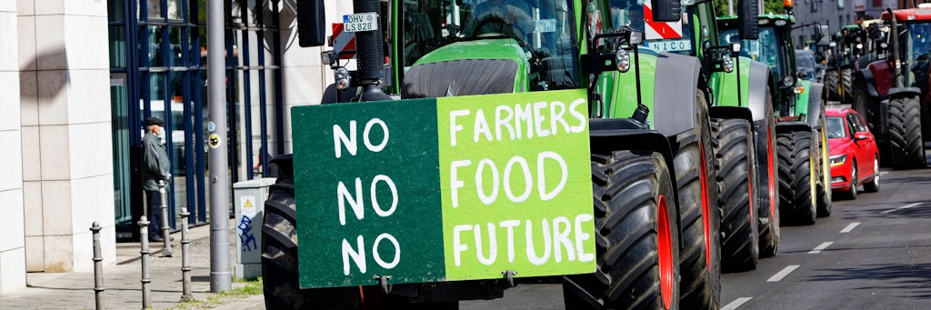Landwirte aus dem Brandenburger Umland bei einer Demonstration in Berlin im Mai 2020. 