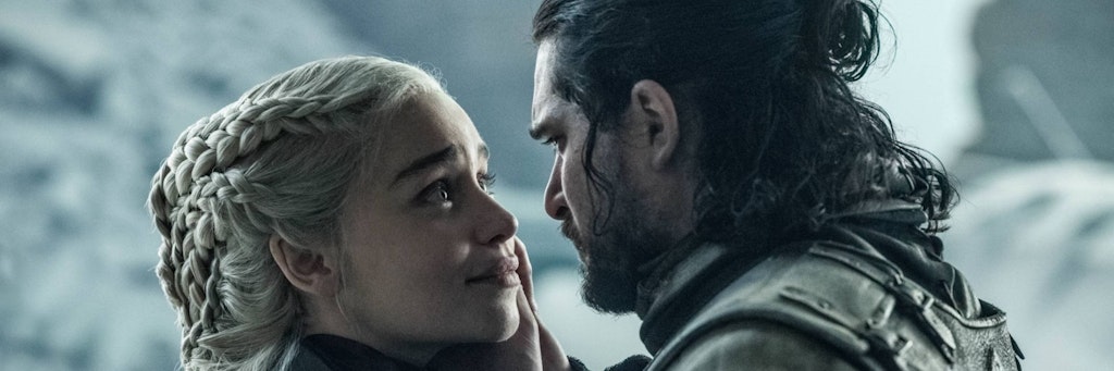 Emilia Clarke und Kit Harington in einer Episode der achten Staffel der Kultserie „Game of Thrones“. 