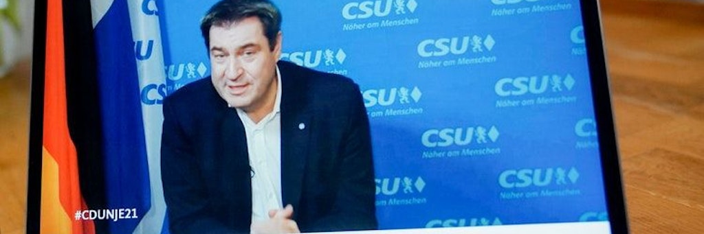 Markus Söder (CSU) spricht zu den CDU-Mitgliedern in NRW auf deren digitalem Neujahrsempfang.
