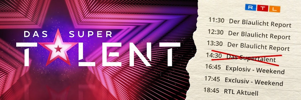 In vielen Fernsehzeitschriften kommt das „Supertalent“ im Samstagsnachmittags-Programm noch vor, doch im Kalender von RTL wurde es gestrichen.