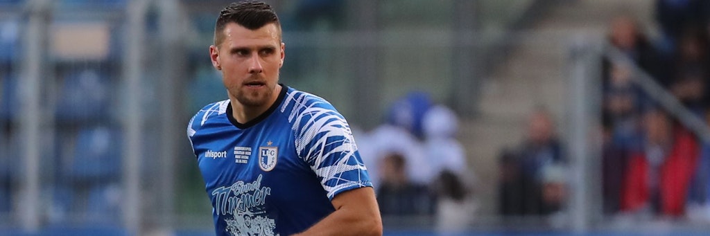 BFC-Verteidiger Niklas Brandt feiert bei Christian Becks Abschiedsspiel in Magdeburg sein Comeback nach vier Wochen Pause.