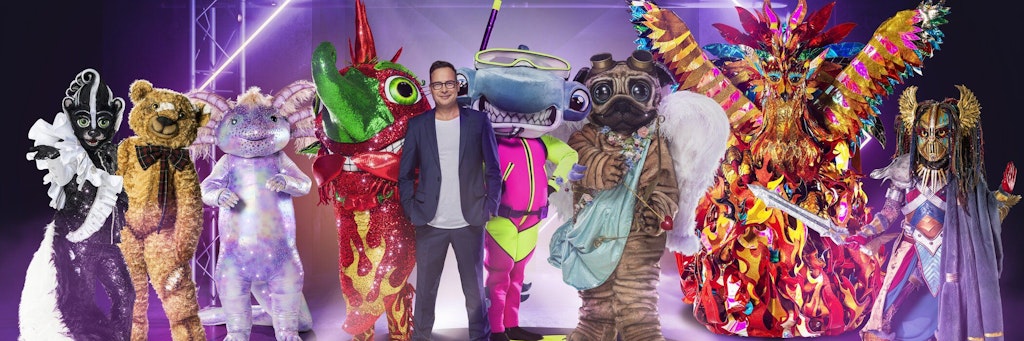 Die Stars von „The Masked Singer“: Moderator Matthias Opdenhövel mit allen Figuren, die in der fünften Staffel der Sendung auftreten werden.