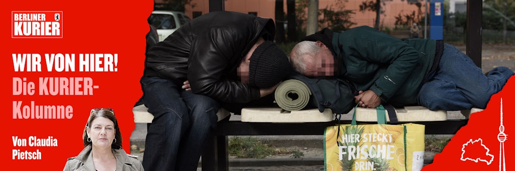 Zwei obdachlose Männer teilen sich eine Bank. Wenn es kalt wird in Berlin, bricht für wohnungslose Menschen die härteste Zeit des Jahres an.