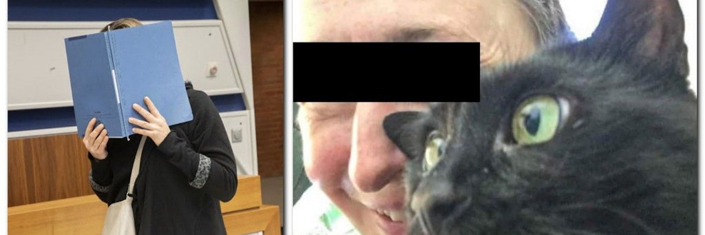 Die Angeklagte stand am Donnerstag vor Gericht. Rechts das Opfer mit Katze Minka.