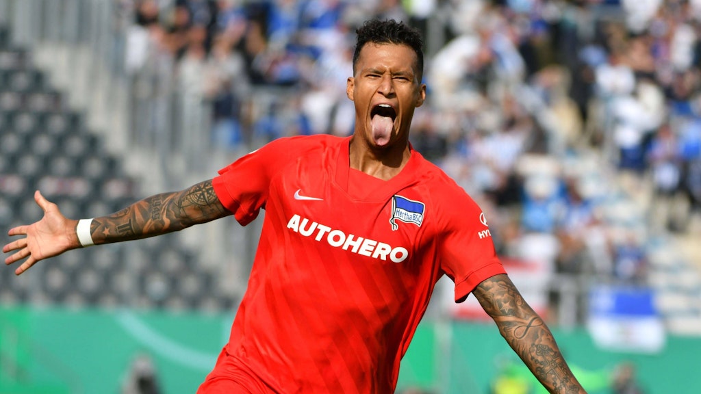 Der Matchwinner in Meppen: Hertha-Stürmer Davie Selke darf nach seinem Siegtor auch in der zweiten Runde in Münster von Beginn an ran. 