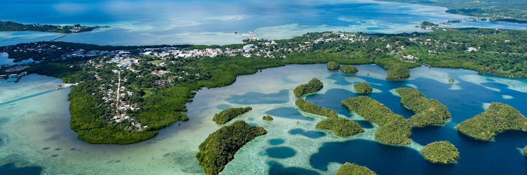 Palau im Pazifik: Zwölf bewohnte Inseln, die teilweise nur knapp aus dem Pazifik ragen.