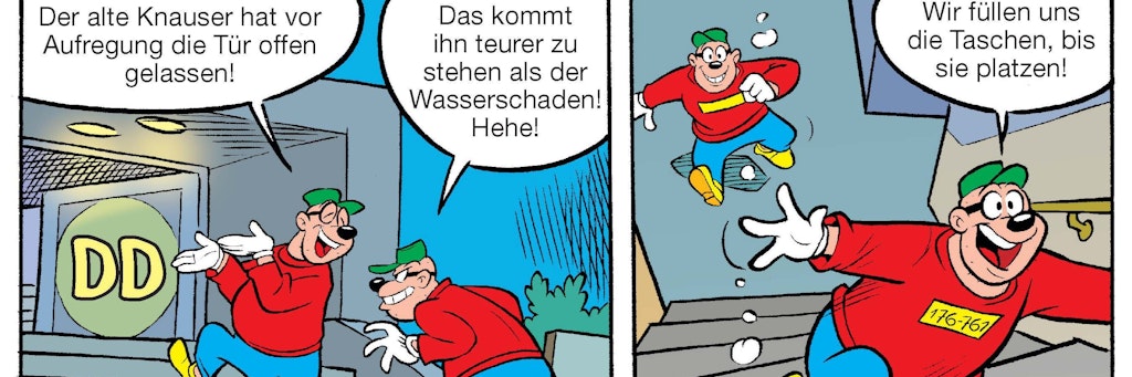 Panzerknacker in Aktion in Comics aus der Lustigen Taschenbuch-Edition Band 72 „Die Kunst des Knackens“.