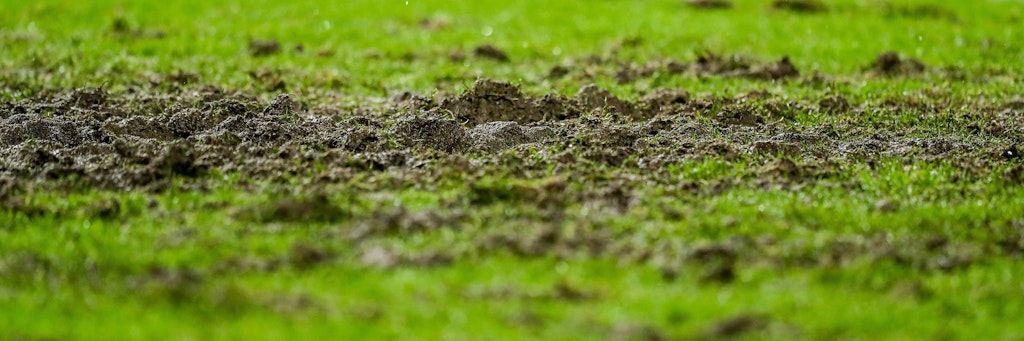 Knöcheltief, matschig, löchrig. So sah der Rasen im Olympiastadion am Donnerstagabend aus.