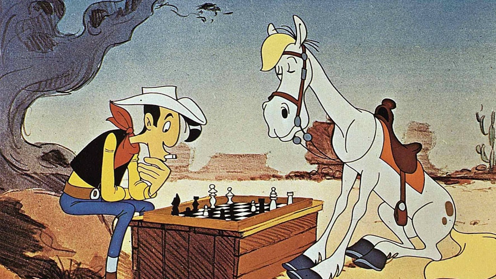Lucky Luke, der „Poor Lonesome Cowboy“, und sein sprechendes Pferd Jolly Jumper.