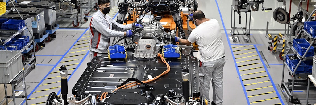 In dem Brüsseler Werk wird der erste vollelektrische Audi-SUV produziert. Jetzt steht wegen Corona die Produktion still.