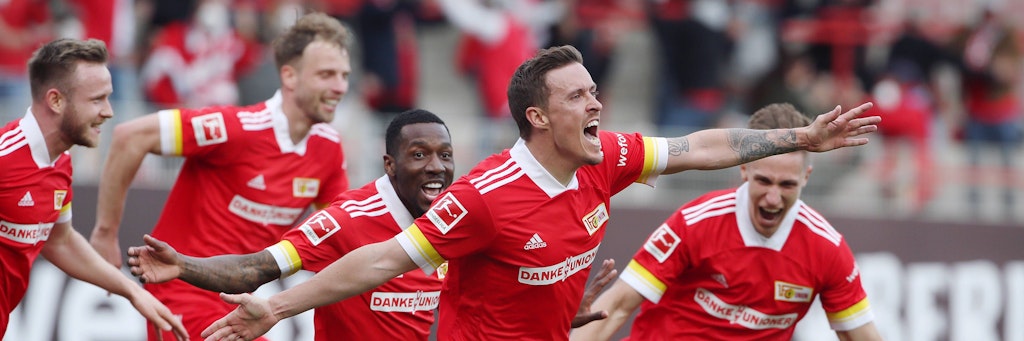 Europa-Jubel: Max Kruse erzielte vergangene Saison das späte 2:1 gegen Leipzig und sicherte Union damit die Teilnahme an der Conference League.