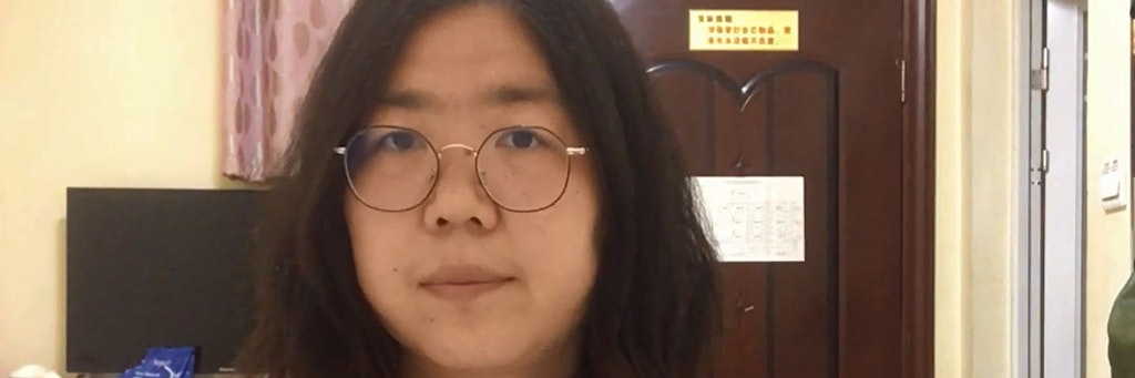 Zhang Zhan in einem ihrer Videos, die auf Youtube veröffentlicht wurden.